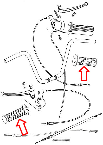 De luxe gume ručki Tomos, zatvorene, 110 mm 2772